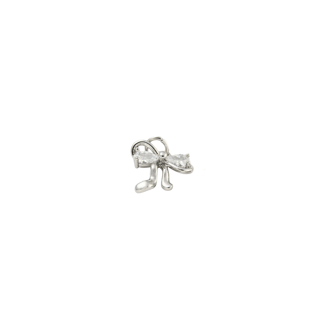 Front view of the Silver Starlight Bow with Cubic Zirconia Charm