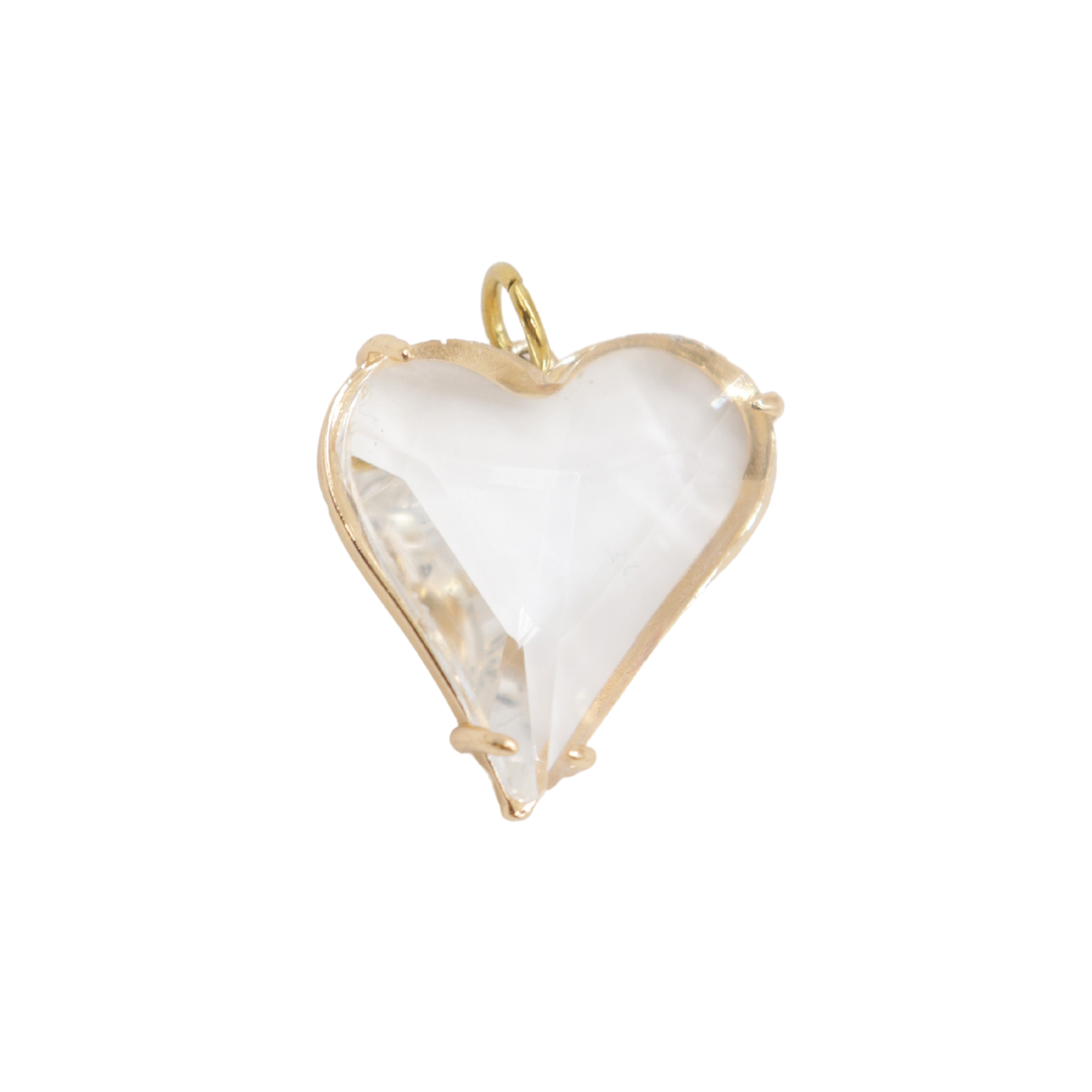 Front view of the Gold Framing Glass Heart Pendant Charm