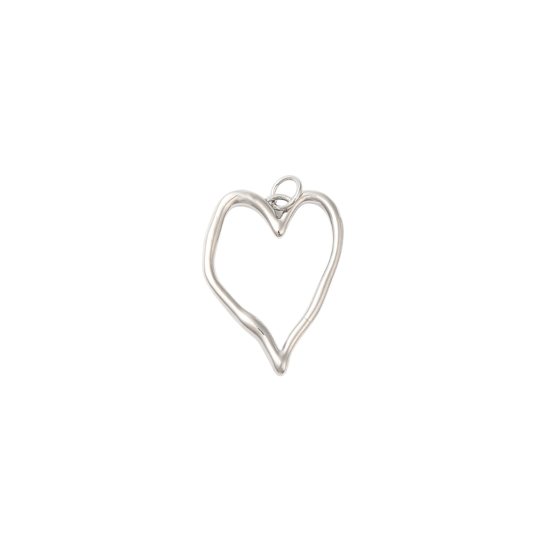 Front view of the Silver Handwritten Heart Charm