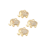 Front view of the Gold Micro Pave Cubic Zirconia Elephant Charm