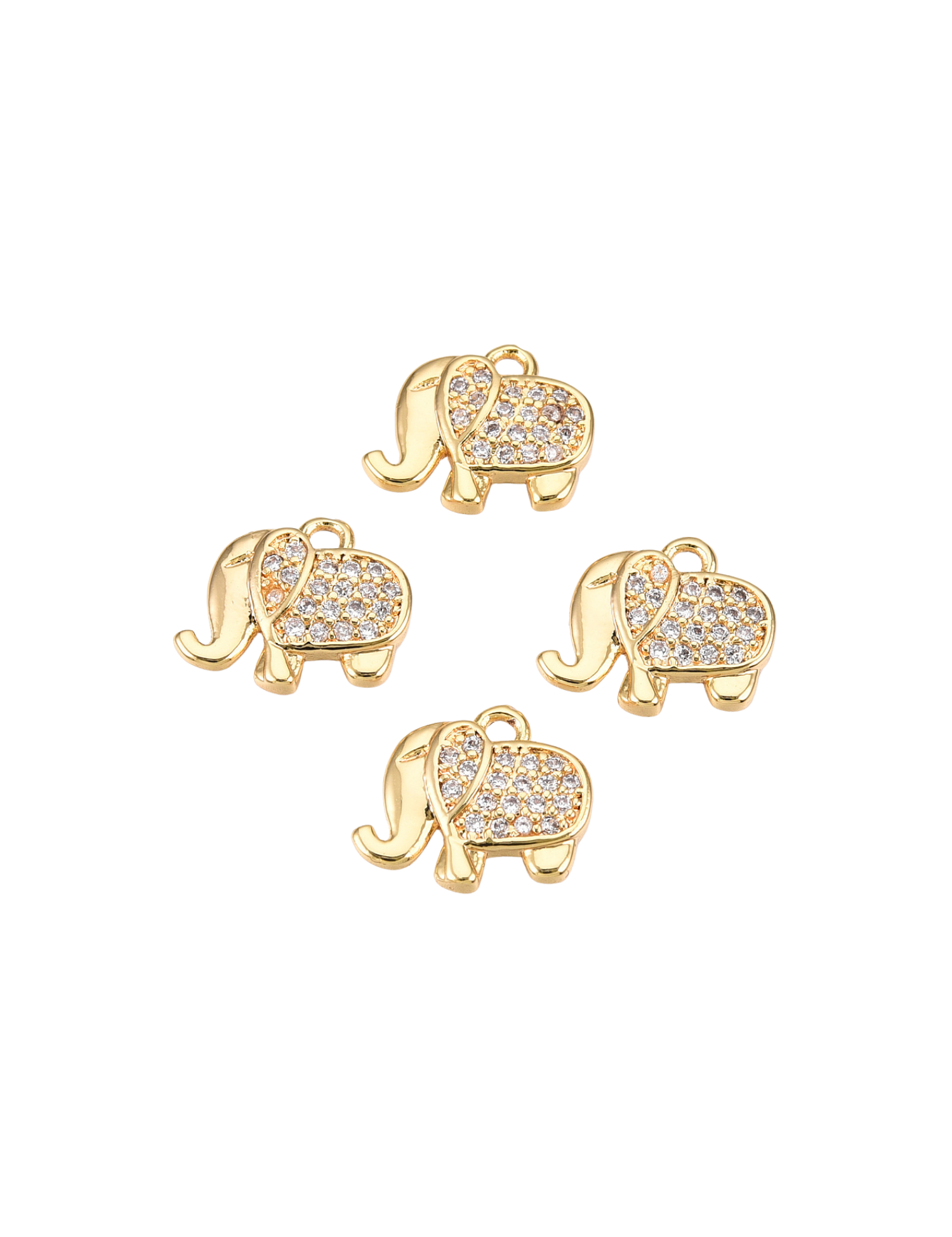 Front view of the Gold Micro Pave Cubic Zirconia Elephant Charm