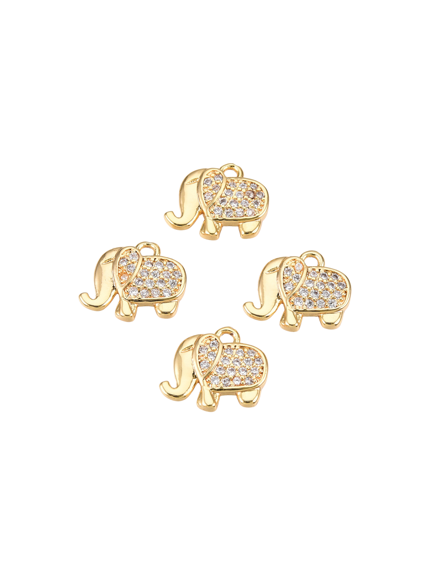 Front view of the Gold Micro Pave Cubic Zirconia Elephant Charm