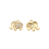 Front & back view of the Gold Micro Pave Cubic Zirconia Elephant Charm