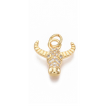 Front view of the Gold Cubic Zirconia Longhorn Charm