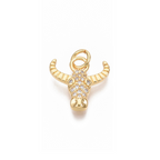 Front view of the Gold Cubic Zirconia Longhorn Charm