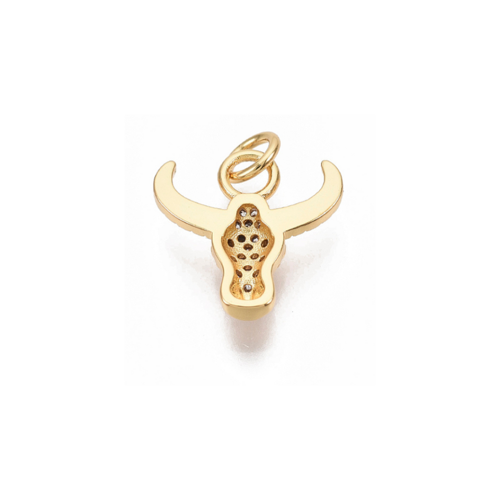 Back view of the Gold Cubic Zirconia Longhorn Charm
