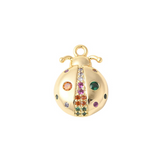 Front View of the Gold Beetle with Multi Color Pave Charm