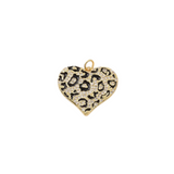 Front of Gold and Black Pave Leopard Heart Charm