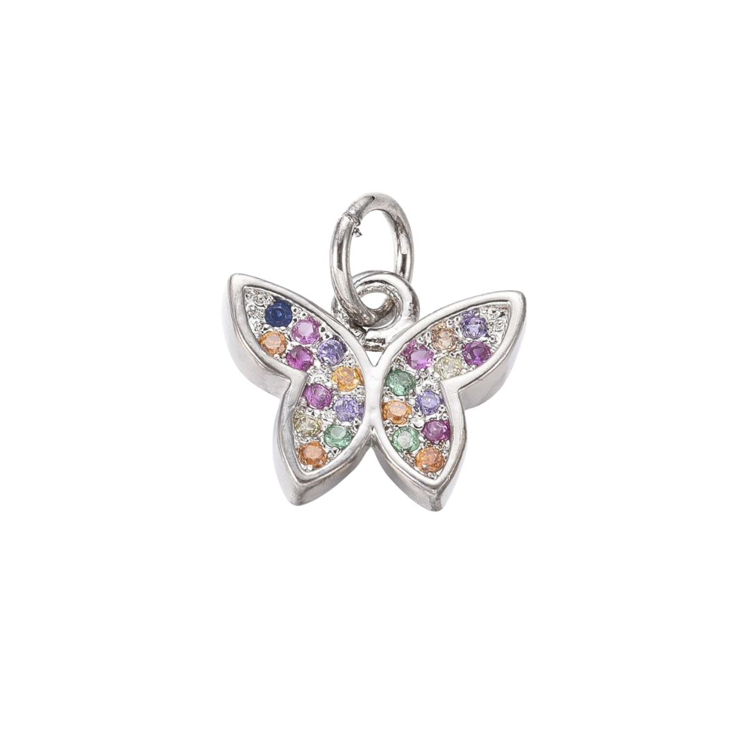 Silver Butterfly Prism with Cubic Zirconia Charm