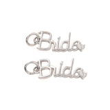 Front of two Silver Minimalistic "Bride" Charms
