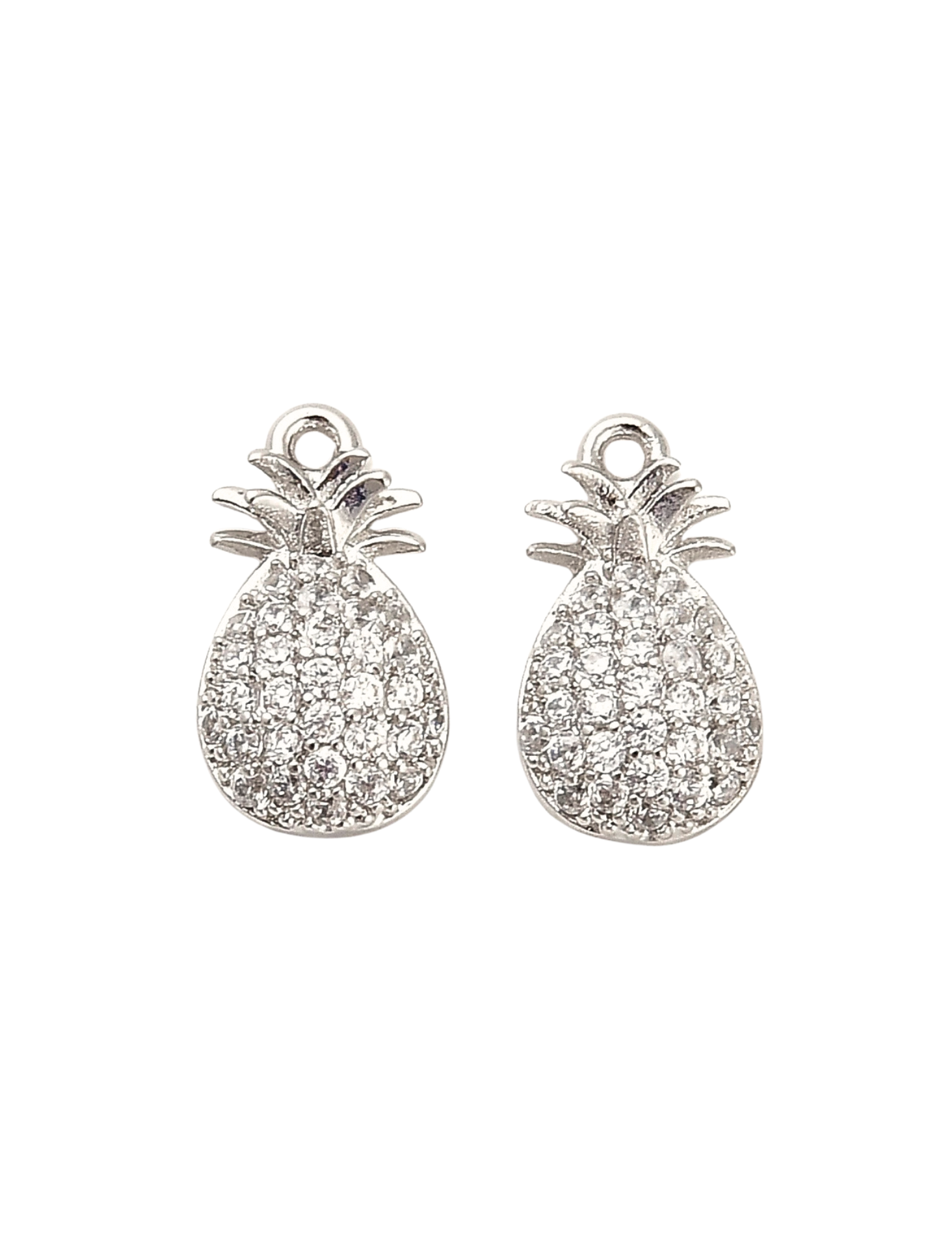 Front of two Silver Pineapple Charms