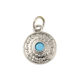 Front of the Silver Sky Blue Embellished Disc Charm