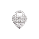 Front View of the Silver Sparkle Heart with Cubic Zirconia Charm