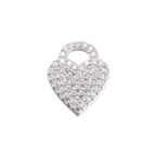 Front View of the Silver Sparkle Heart with Cubic Zirconia Charm