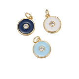 Round Color Disc with Cubic Zirconia Center Charm