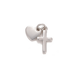 Silver Heart and Cross Charm