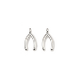 Side by side Silver Wishbone Charms, front and back view.
