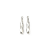 Elongated Wavy Teardrop Charm in silver, front view.