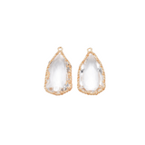 Framed Glass Teardrop Charm in gold, front and back.