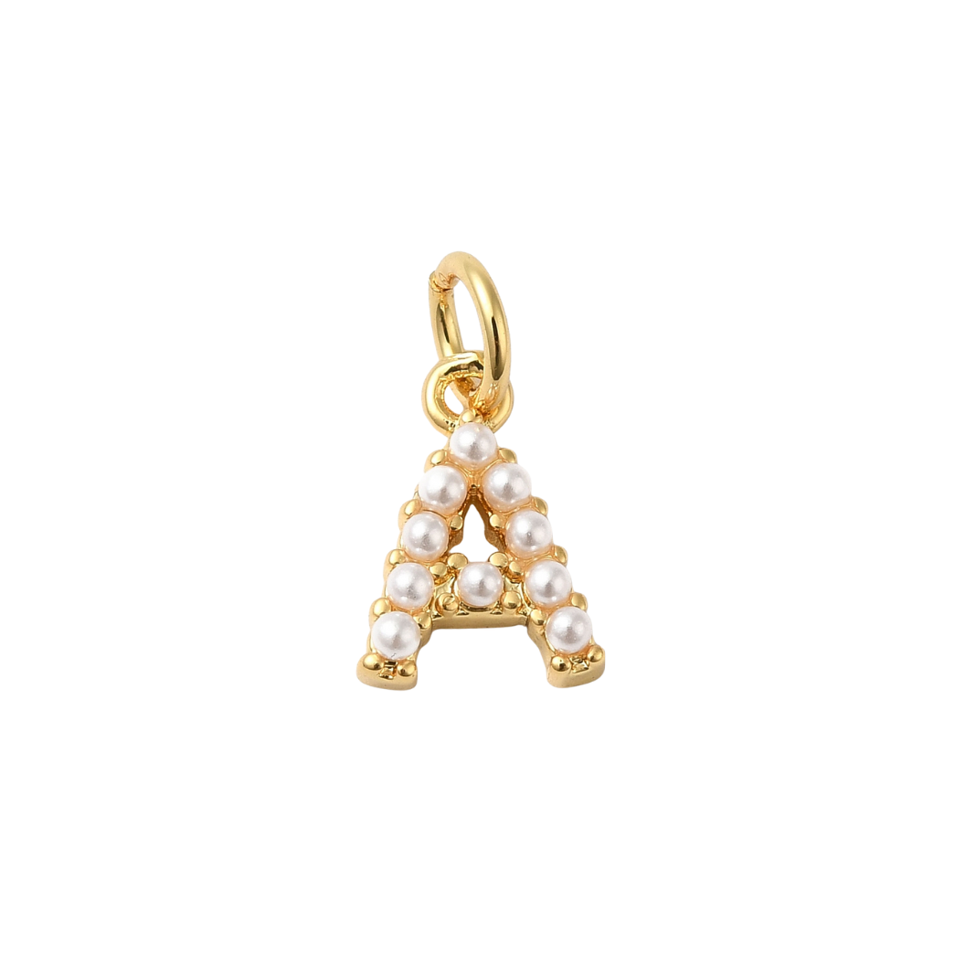 Gold Large Pearl Initial Letter | Alphabet Charm | Letter A