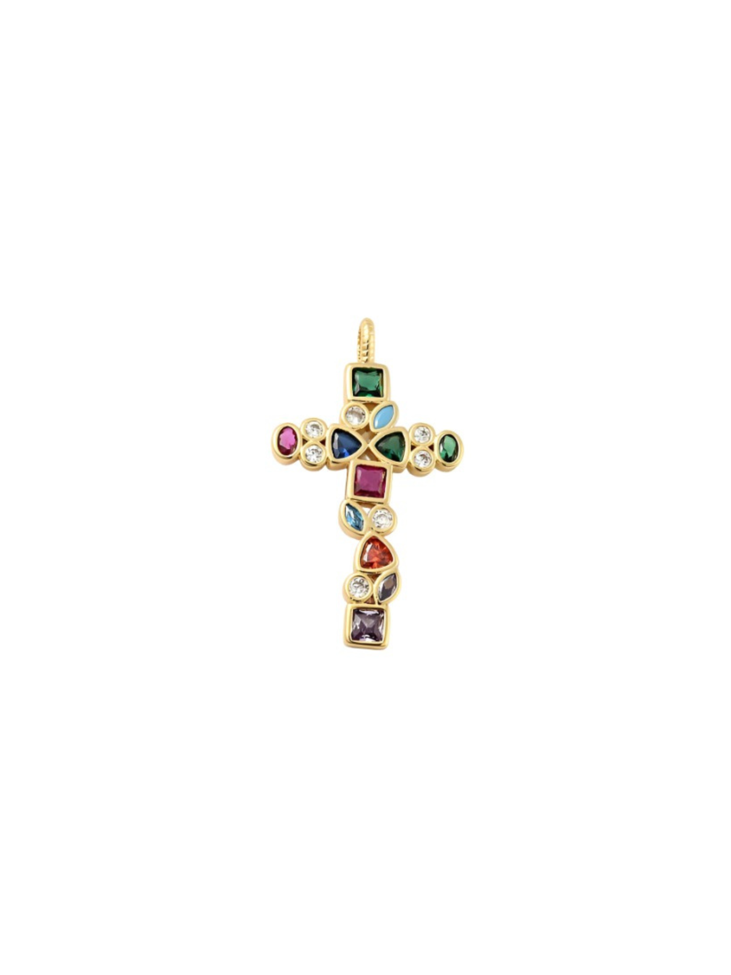 Front of the Gold Mosaic Cross Charm