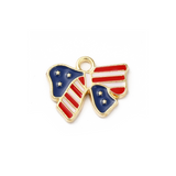 American flag bow charm on white background, front view.