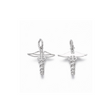 Two silver Caduceus Symbol Charms on white background, one front view, one back view.