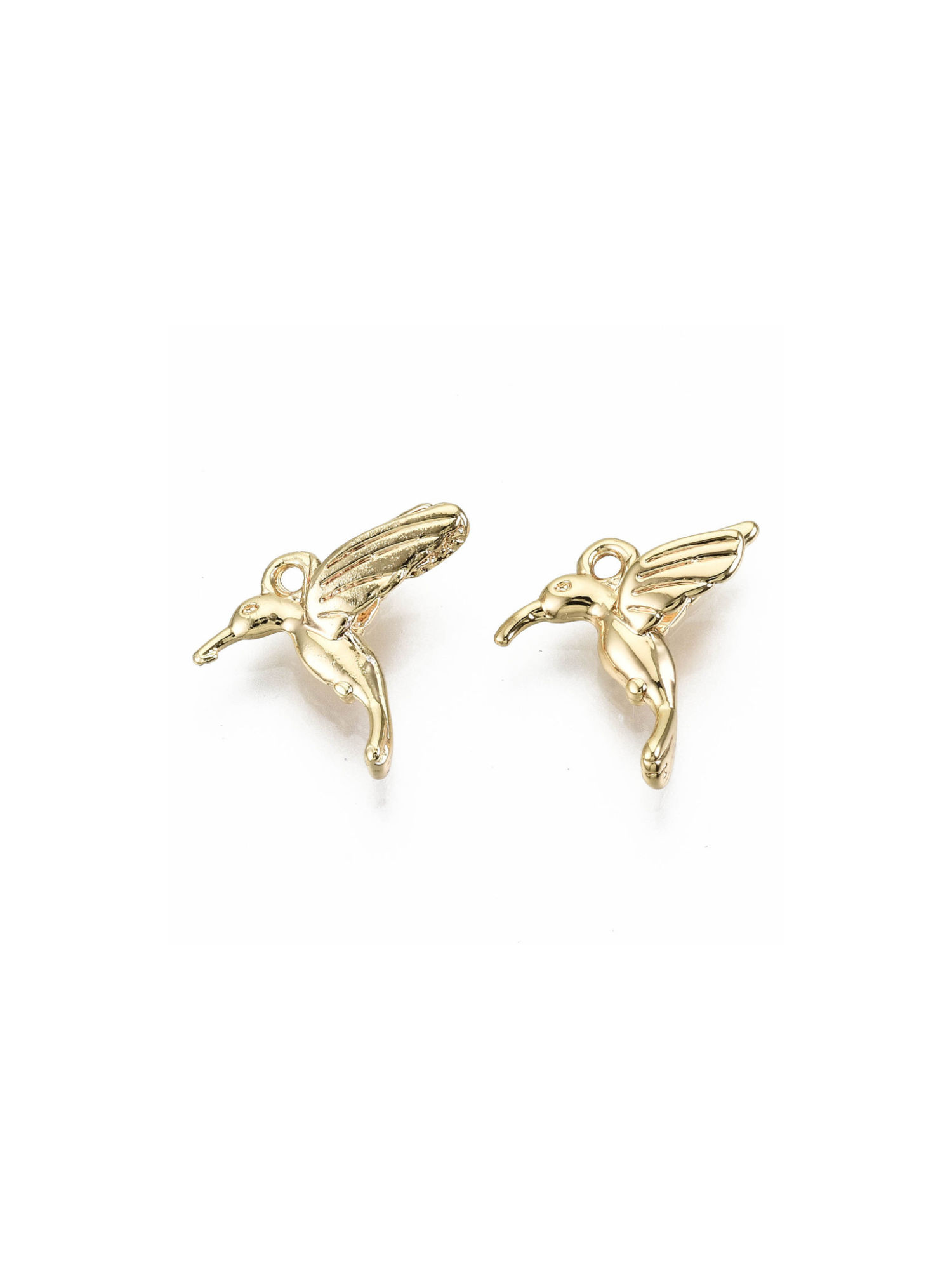 Two Hummingbird Charms facing left, side view.
