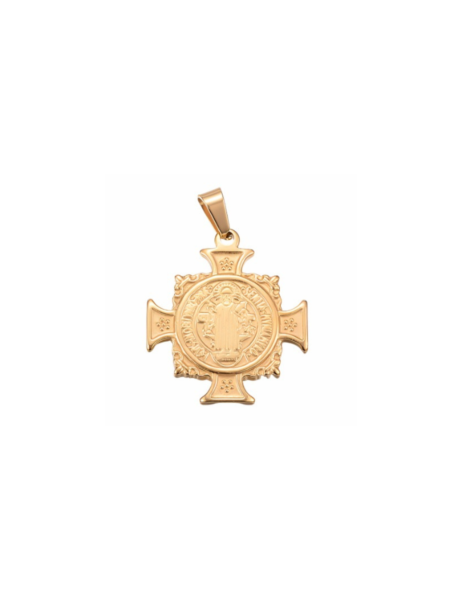 Front of the Gold Saint Benedict Medal Charm