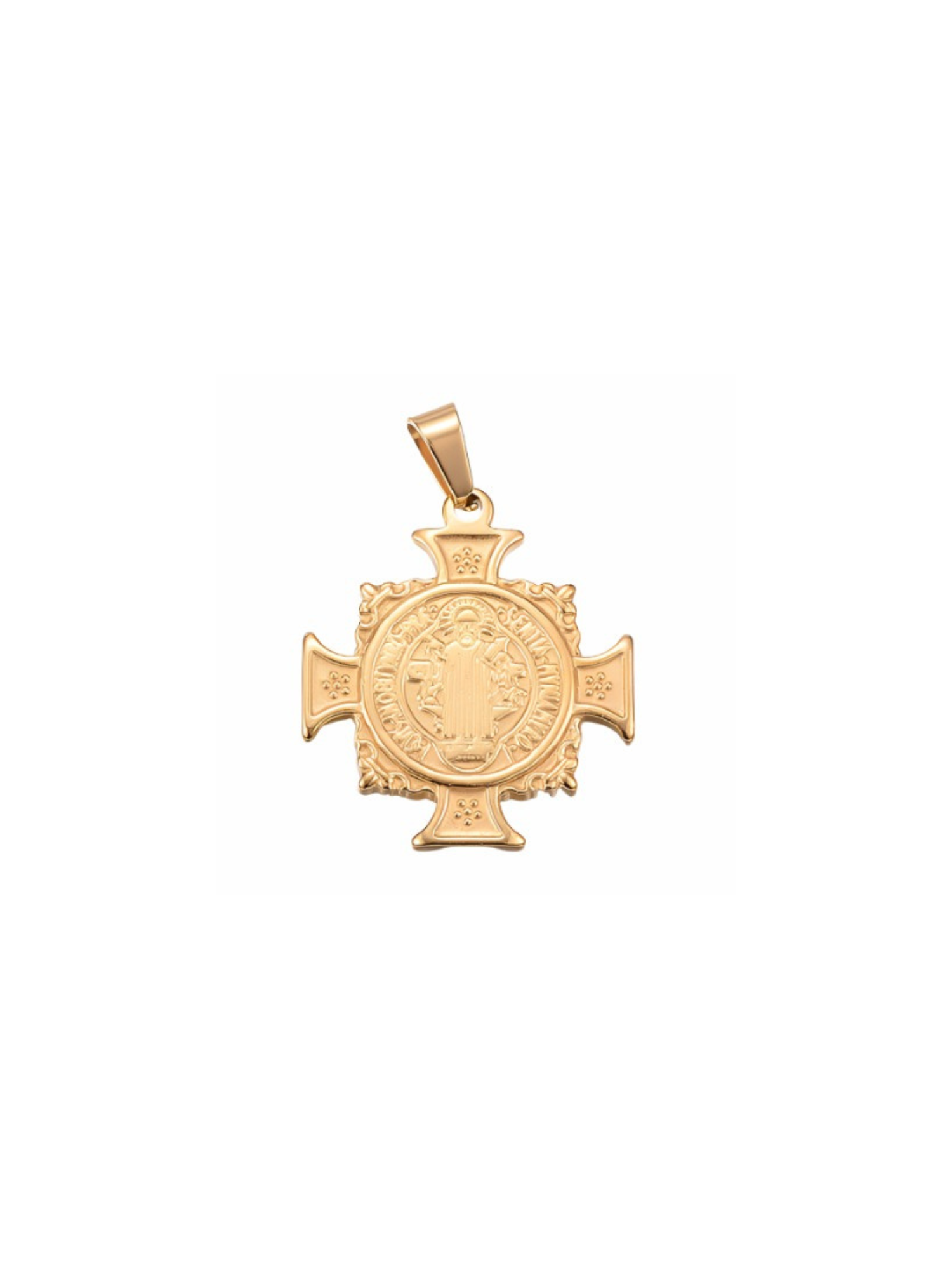 Front of the Gold Saint Benedict Medal Charm