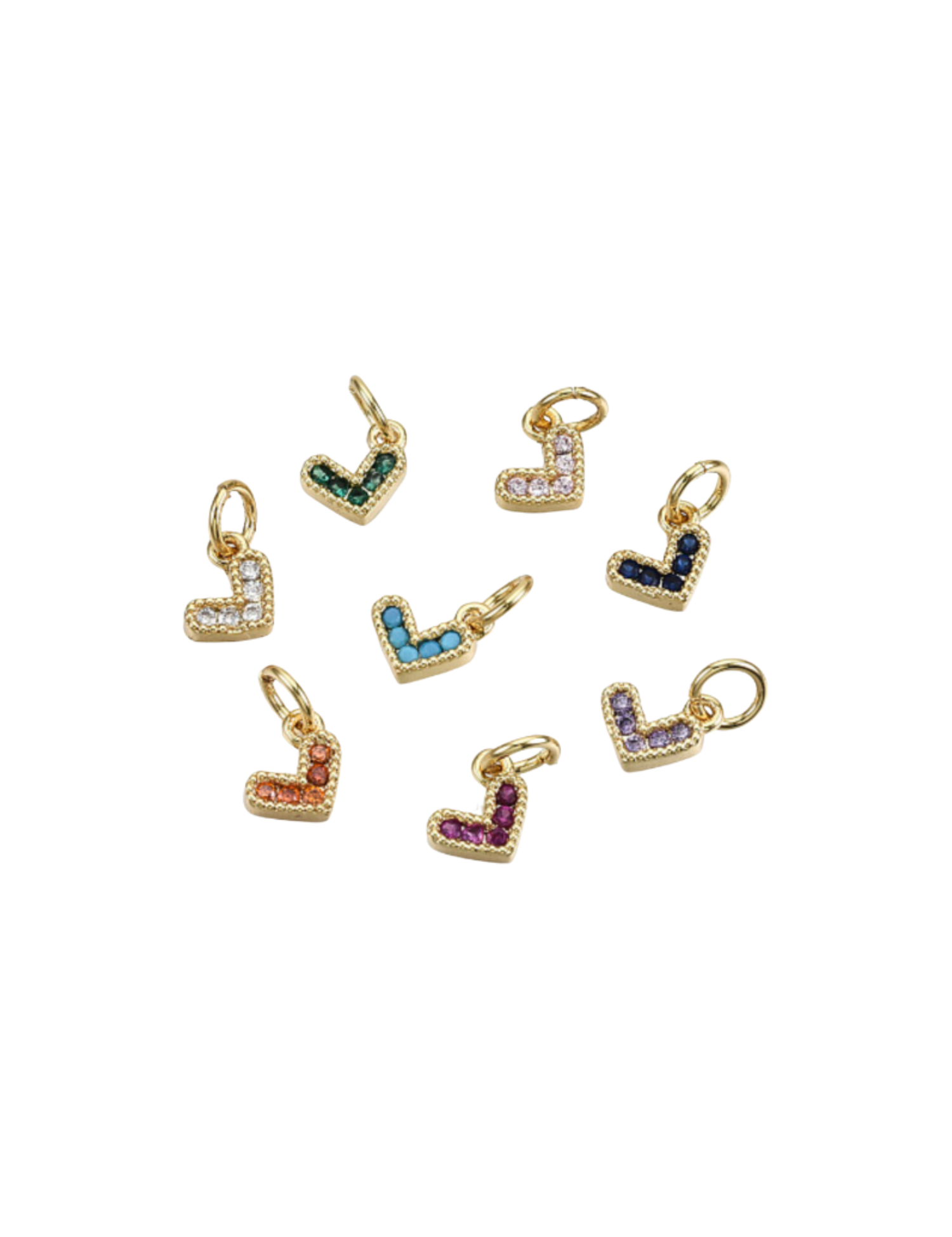 Front of eight Gold Stone Heart Charm | Assorted