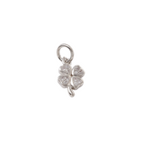 Front of the Silver 'Good Luck' Four Leaf Clover Charm