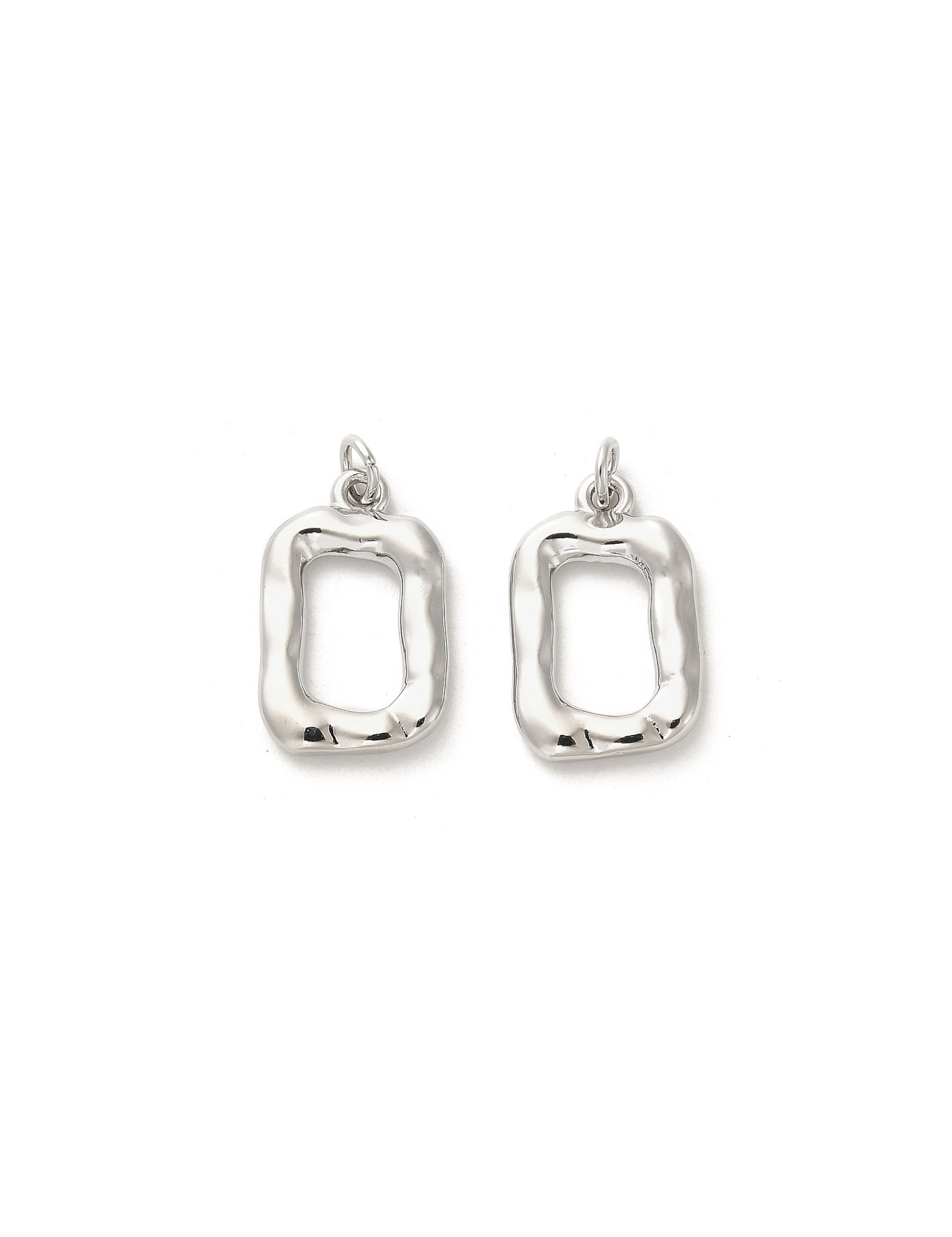 Front of Silver Open Rectangle Charm