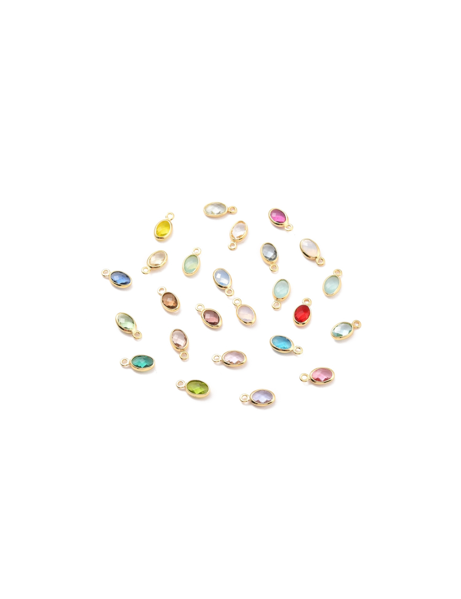 Oval Framed Glass Charms assortment, front view.
