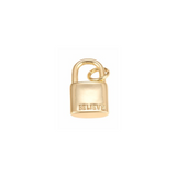 Gold Inspirational Lock Charm - 'Believe'
