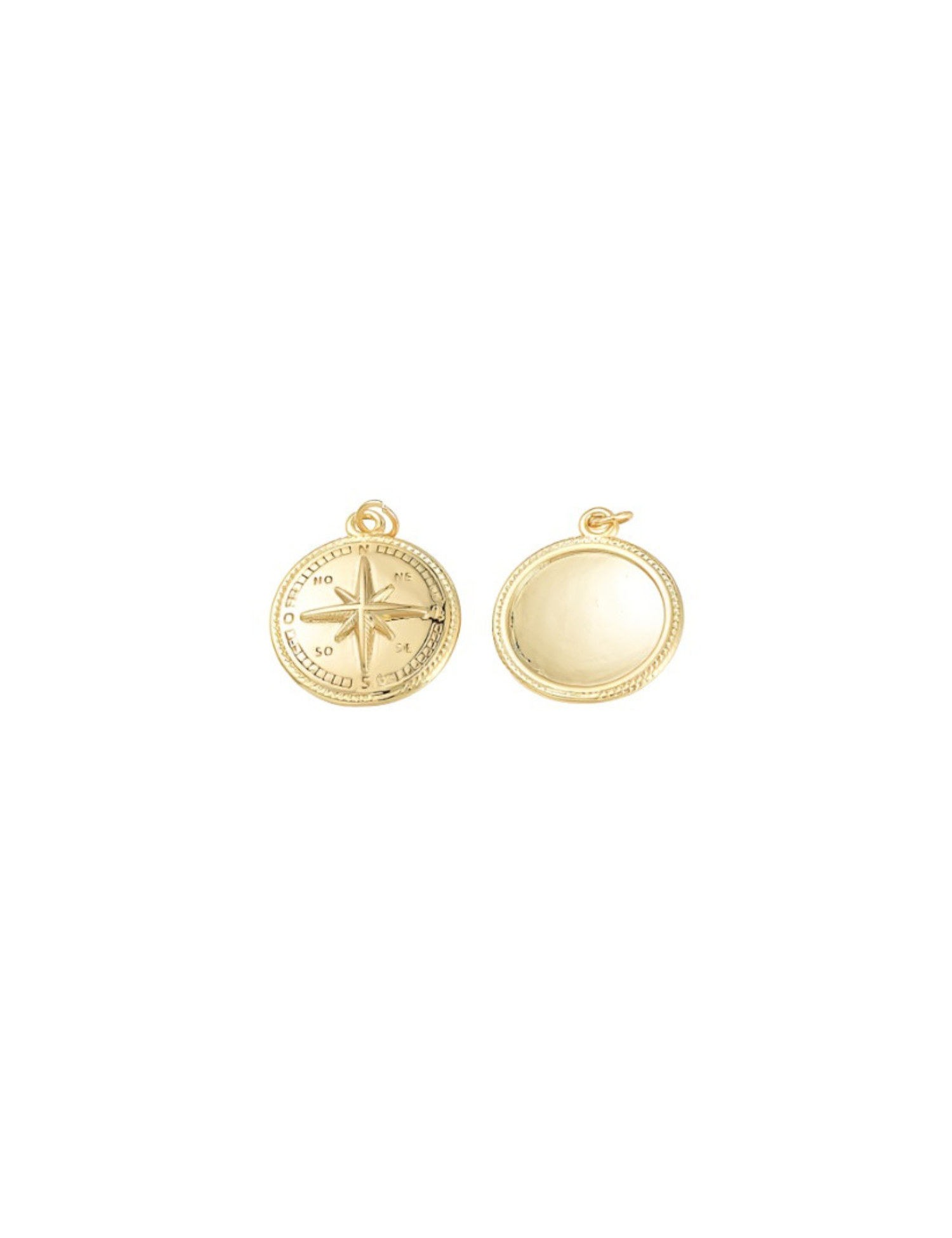 Front and back of the Gold Find Your Way Compass Charm
