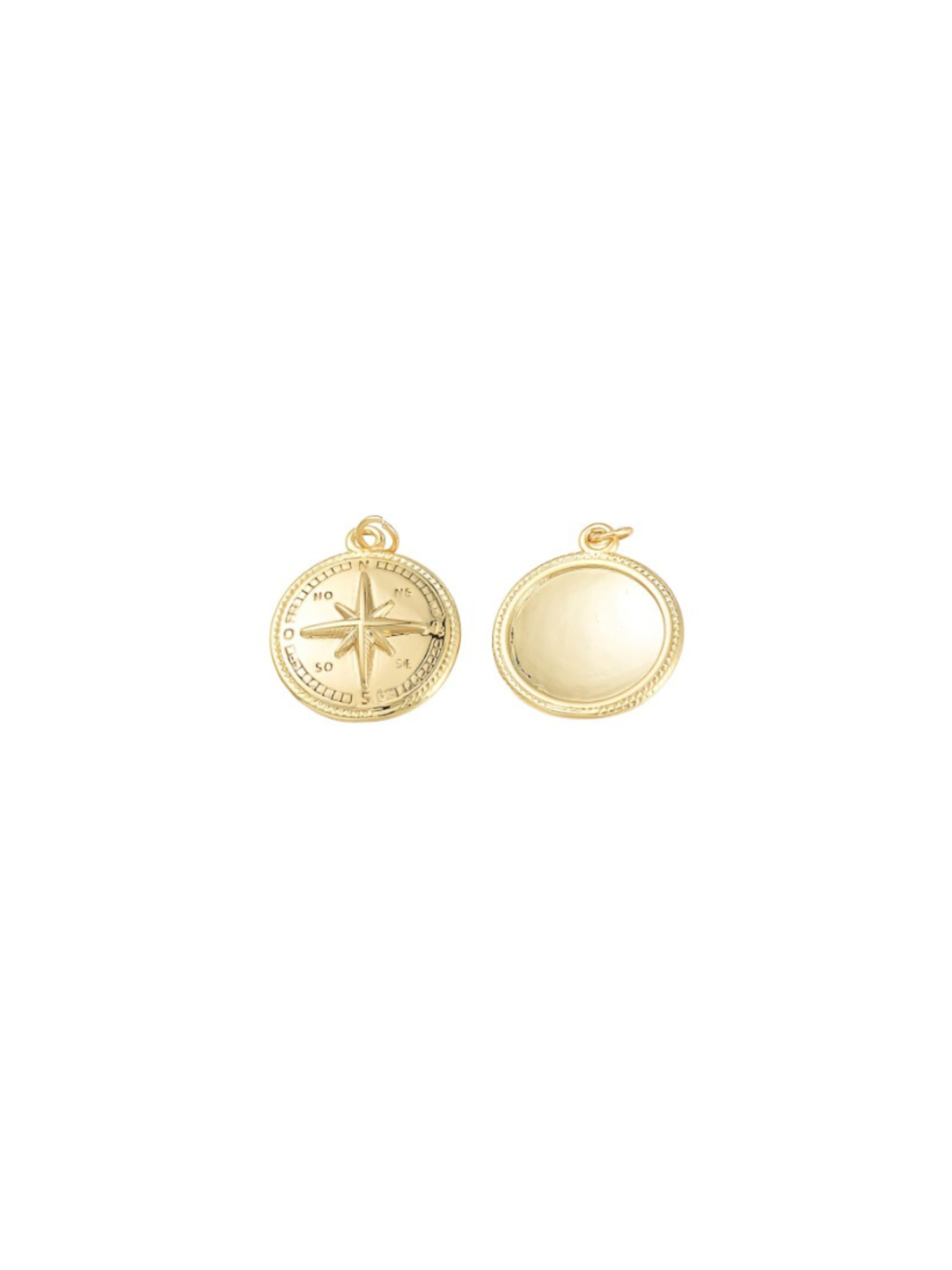 Front and back of the Gold Find Your Way Compass Charm