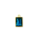 Gold Teal Glass Emerald Cut Charm