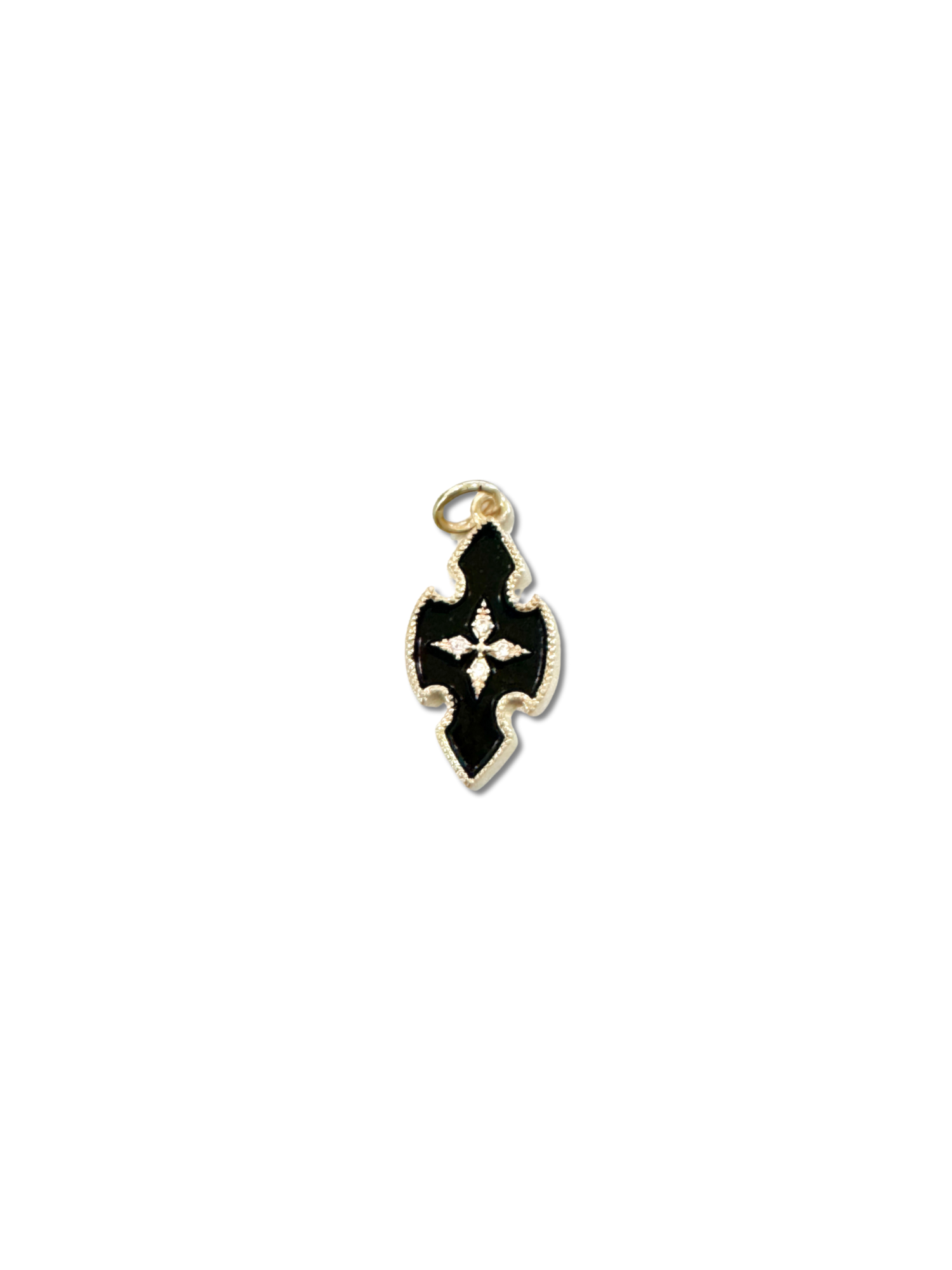 Front of Gold and Black Enamel Cross Charm