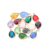 Gold Framed Large Teardrop Glass Charm | Assorted