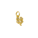 Front of Gold 'Good Luck' Four Leaf Clover Charm