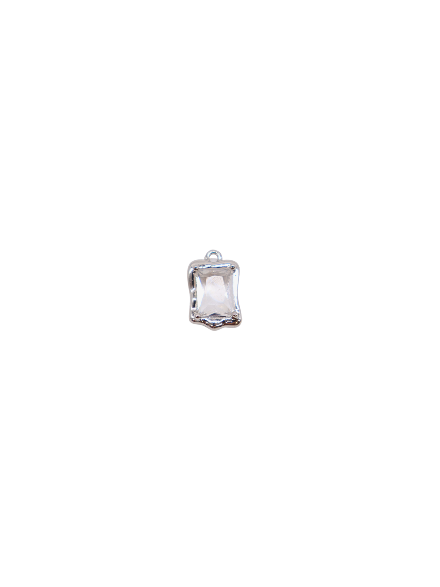 Front of the Silver Mirror Glass Frame Charm