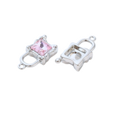 Front and back view of Silver Melting Glass Charm in pink