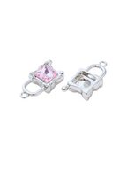 Front and back view of Silver Melting Glass Charm in pink