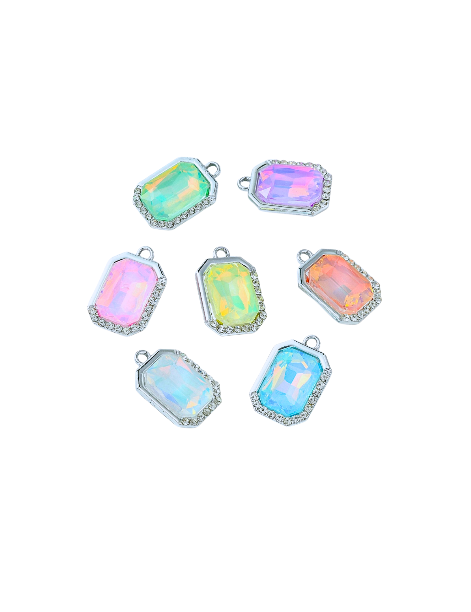 Front view of Silver Radiant Octagon Charms- Assorted