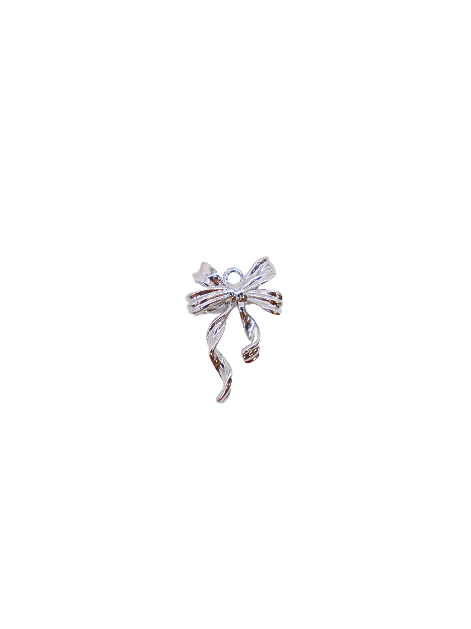 Front of Silver Ribbon Bow Charm