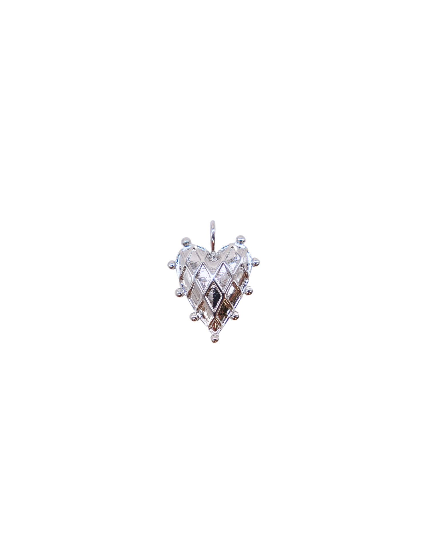 Front of Silver Argyle Studded Heart Charm