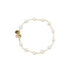 Gold Beth Pearl Charm Bracelet