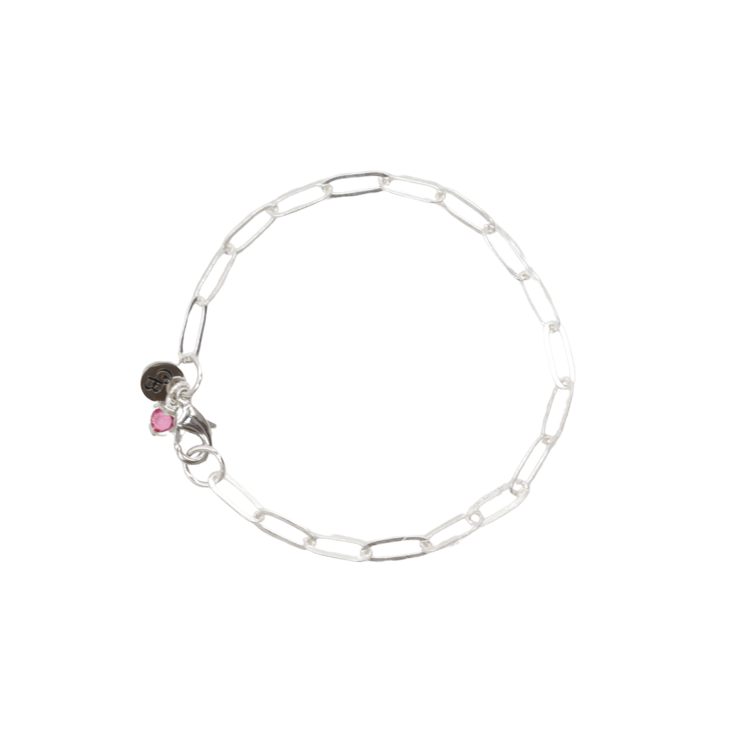 Silver Ashley Paperclip Charm Bracelet