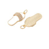Front and back view of the White and Cubic Zirconia Flip-Flop Charm